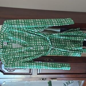 Cabi Green and White Patterned Jacket